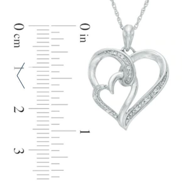 Diamond accent double heart pendant - Picture 3 of 5